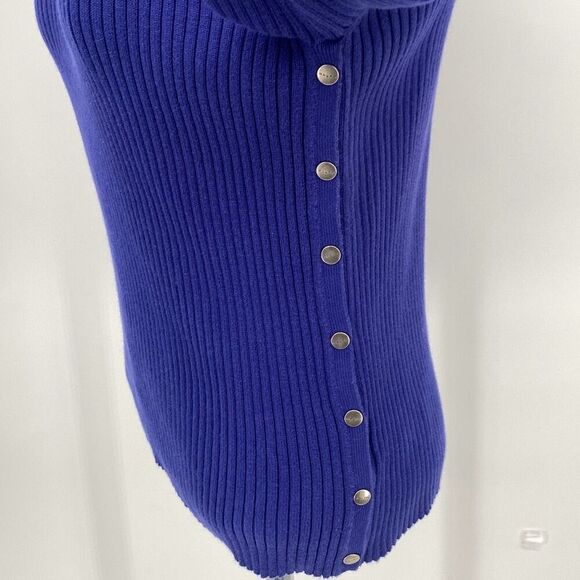 Ralph Lauren Womens Snap Button Long Sleeve Cotton Cable Knit Sweater Blue Large - Picture 7 of 12